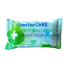   Doctor Care antibakteriális nedves törlőkendő plusz 100% biodegradable 15 db