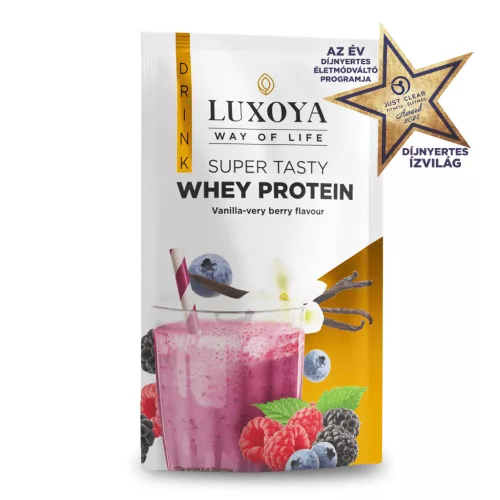 Luxoya Super Tasty Whey Protein 30g - Vanília-erdei gyümölcs ízű