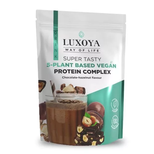 Luxoya Super Tasty 5-plant based VEGAN Protein Complex 450g DOY - Csokoládé-mogyoró ízű
