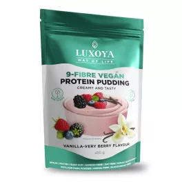   Luxoya 9-Fiber Vegan Protein Pudding Creamy And Tasty 450g DOY - Vanilla-Very Berry Flavour