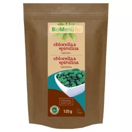 BioMenü bio chlorella és spirulina tabletta 125 g - bio és vegán étrendkiegészítők