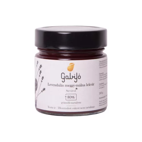 Gabijó levendulás meggy-málna lekvár 200g - bio és új hullámos étkezés