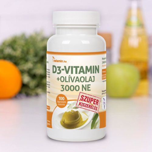 Netamin D3-vitamin+Olivaolaj 3000 NE SZUPER 100 db