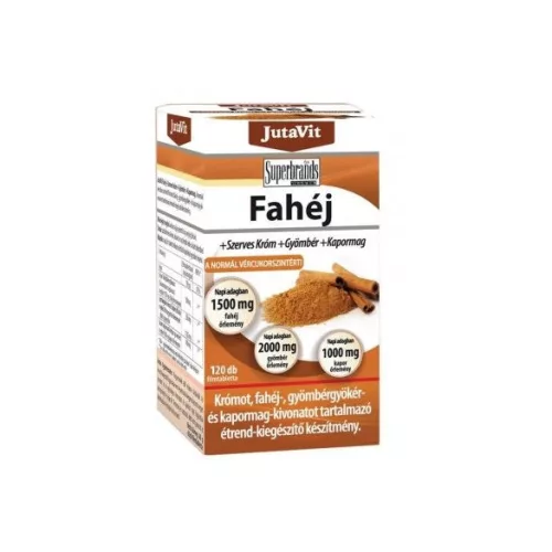 Jutavit fahéj+szerves króm+gyömbér+kapormag flmtabletta 120 db - bio és vegán étrendkiegészítők
