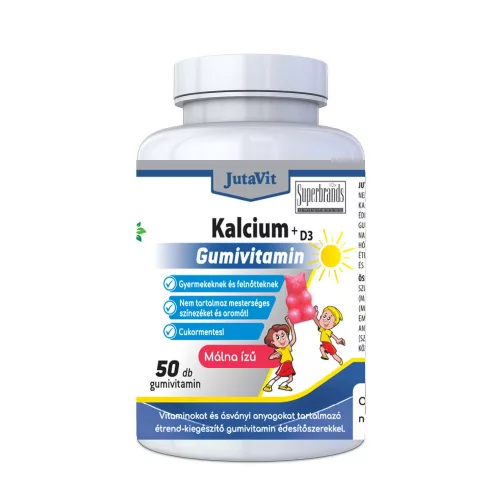 Jutavit kálcium+d3 gumivitamin málna ízű cukormentes 50db