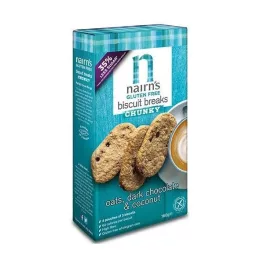 Nairns gluténmentes teljeskiőrlésű 57% rostdús zabkeksz étcsoki&kókusz 160 g - bio és új hullámos étkezés