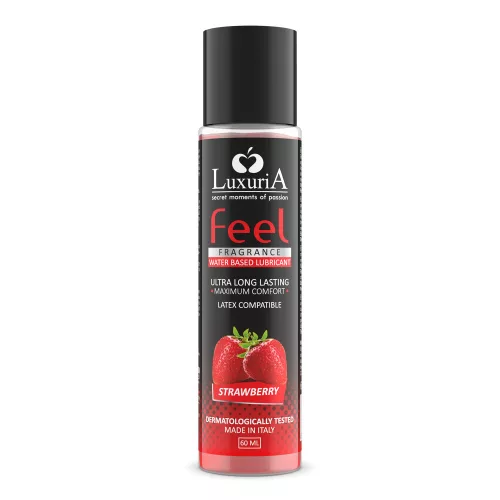 Luxuria feel strawberry - vízbázisú síkosító - eper (60ml) - bio és natúr intim együttléthez
