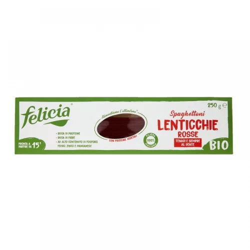 Felicia bio gluténmentes tészta vöröslencse spagetti 250 g