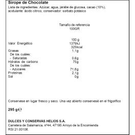 Helios szirup csokoládé édesítőszerekkel 270 g