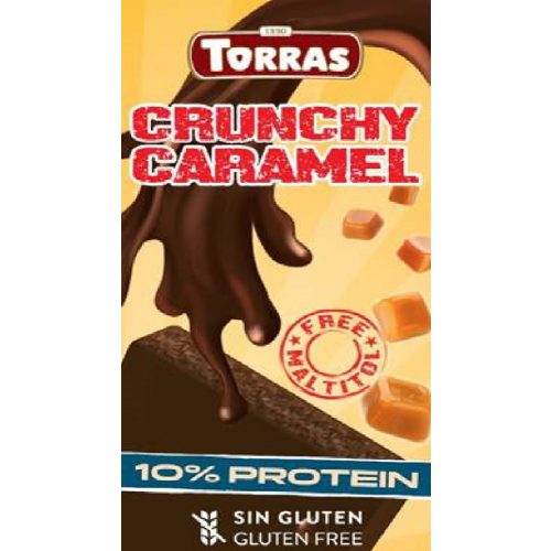 Torras crunchy étcsokoládé édesítőszerrel és extrudált szójafehérjével, karamellel és sóval 100 g