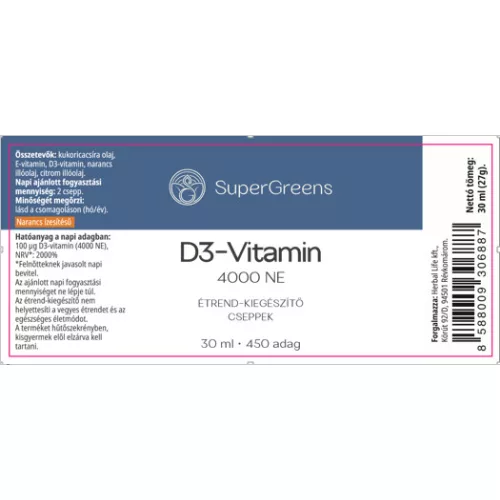 SuperGreens D3-vitamin cseppek