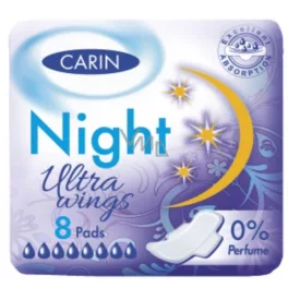Carin ultra night ultravékony szárnyas intimbetét 8 db - bio és natúr kozmetikumok