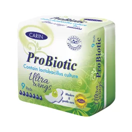 Carin probiotic ultravékony szárnyas intimbetét 9 db - bio és natúr kozmetikumok