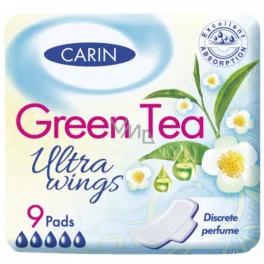 Carin ultra green tea ultravékony szárnyas intimbetét 9 db - bio és natúr kozmetikumok