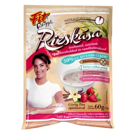 Fit reggeli rizskása inulinnal szárított eper darabok vanília 60 g - bio és új hullámos étkezés