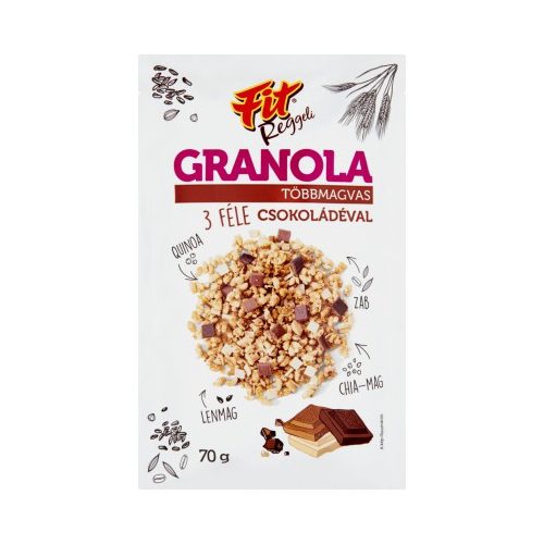 Fit reggeli granola többmagvas 3 féle csokival 70 g