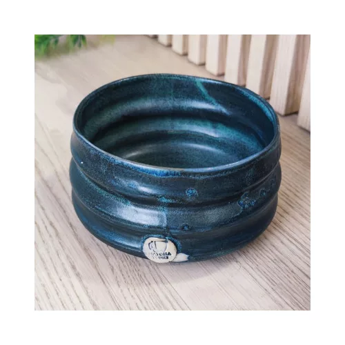 Matcha tsuki chawan kerámia tál sötétkék